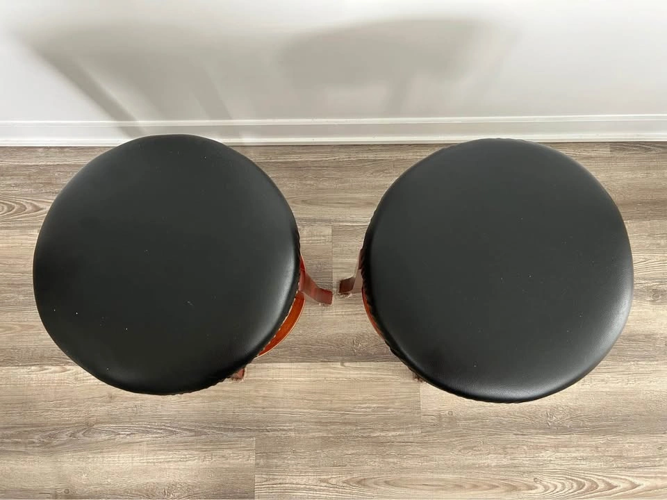 Antique Swivel Upholstered Turning Bar Stools (Set of 2) - photo 2
