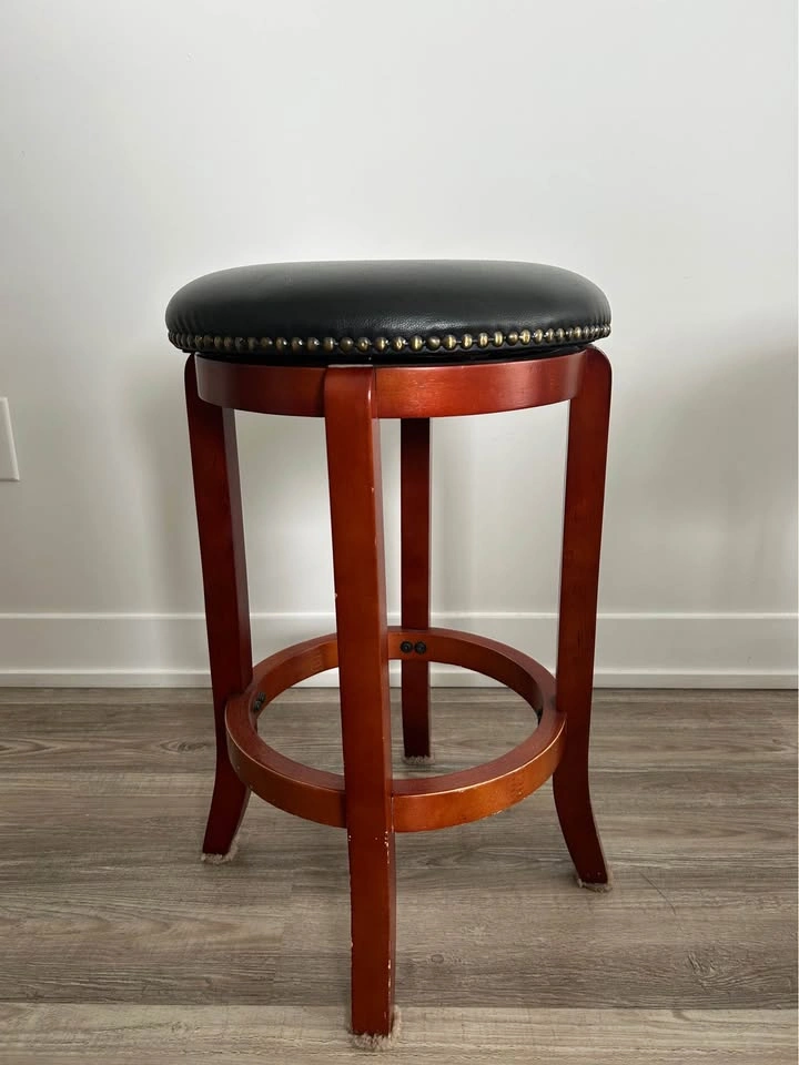 Antique Swivel Upholstered Turning Bar Stools (Set of 2) - photo 3