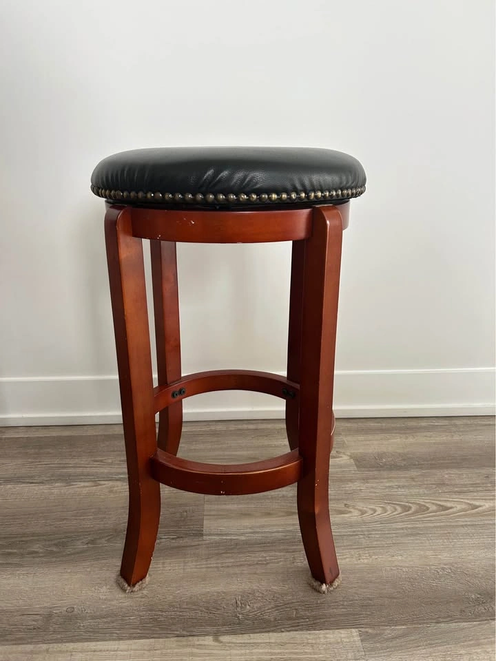 Antique Swivel Upholstered Turning Bar Stools (Set of 2) - photo 4