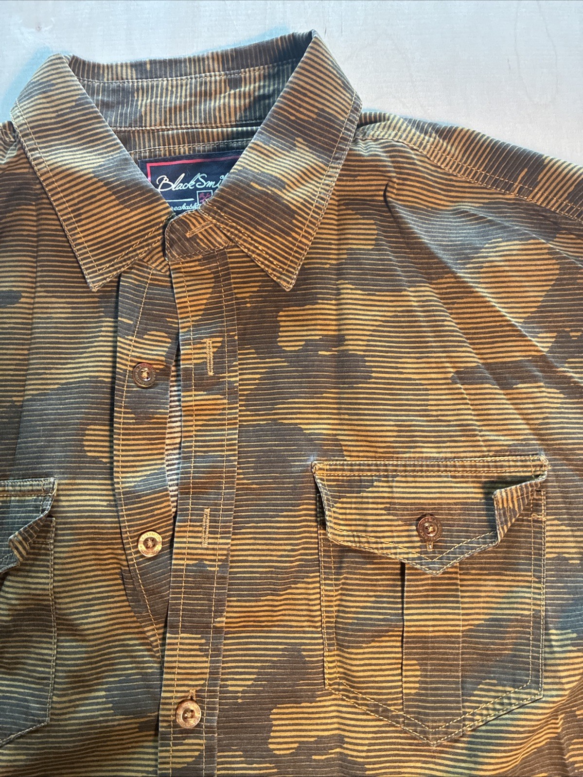 Black Smith Men's Large Camo Striped Button Up Shirt - photo 2