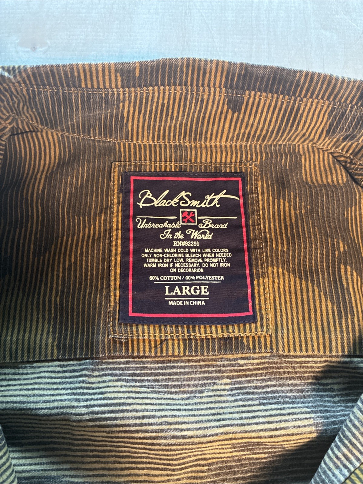 Black Smith Men's Large Camo Striped Button Up Shirt - photo 3