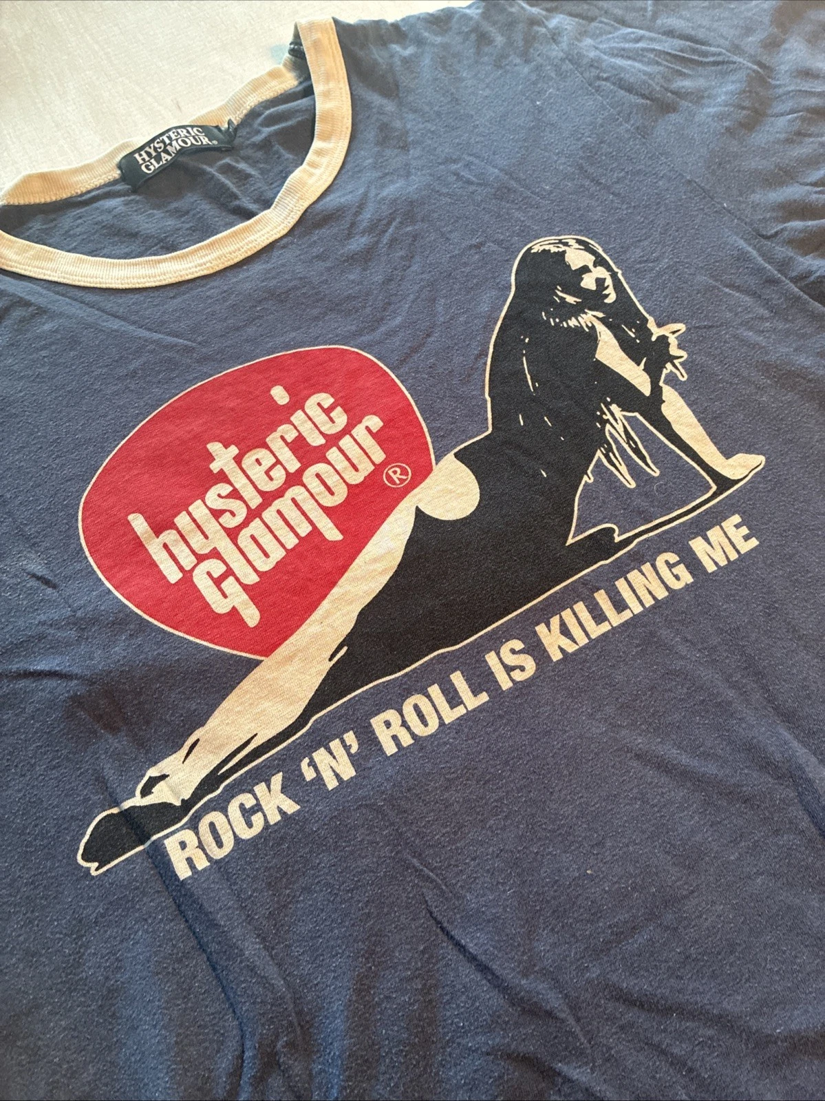 Hysteric Glamour Rock’n’Roll Graphic Ringer T-shirt navy - photo 2