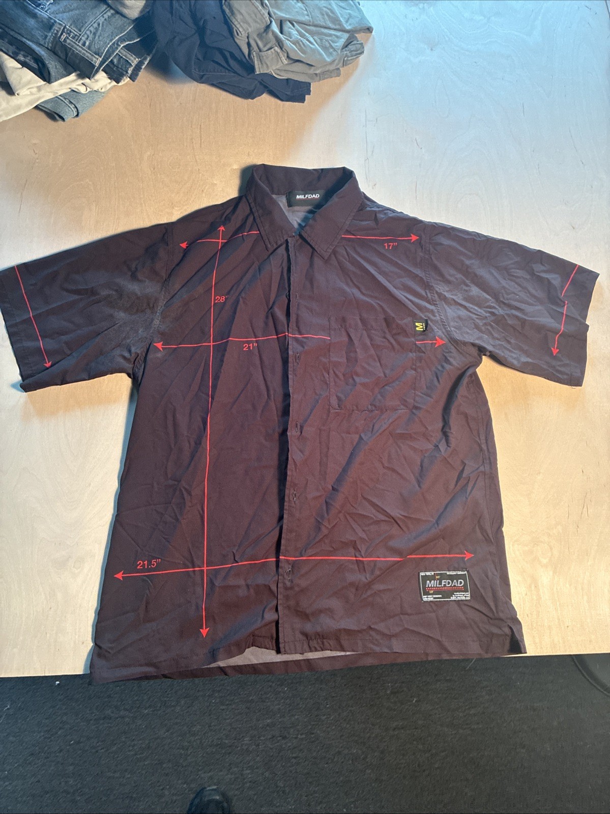 Milfdad Button Up Shirt, Measured Graphic