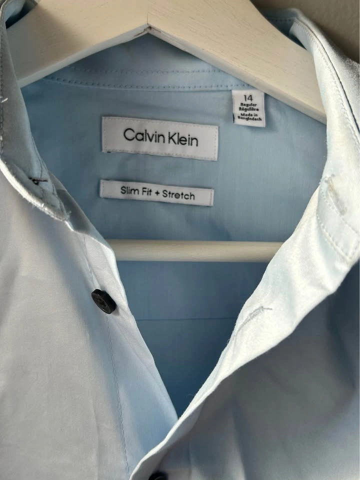 Calvin Klein Light Blue Slim Fit Button-Up Shirt Size 14 Regular - photo 2