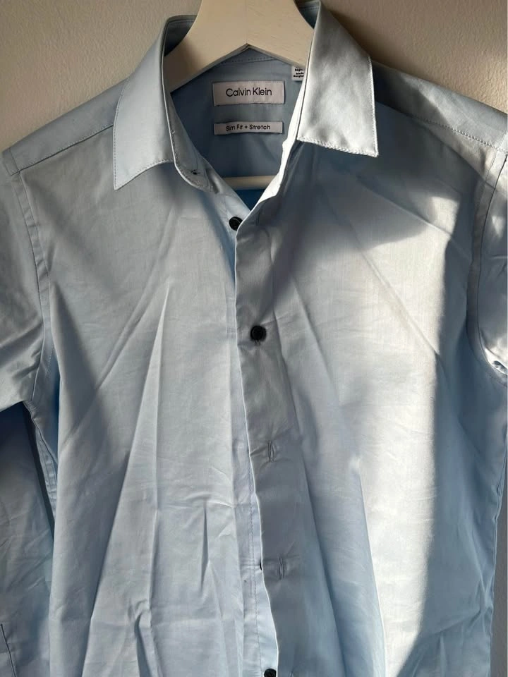 Calvin Klein Light Blue Slim Fit Button-Up Shirt Size 14 Regular - photo 3
