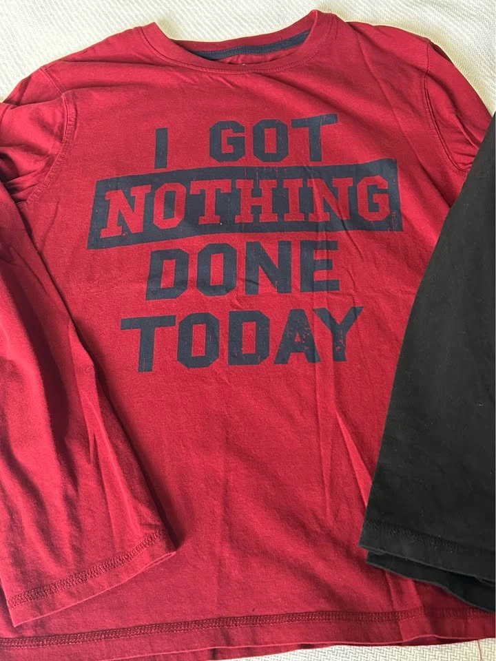 2 Boys Long Sleeve Shirts - Red 'Nothing Done' & Black 'Fear Les - photo 2