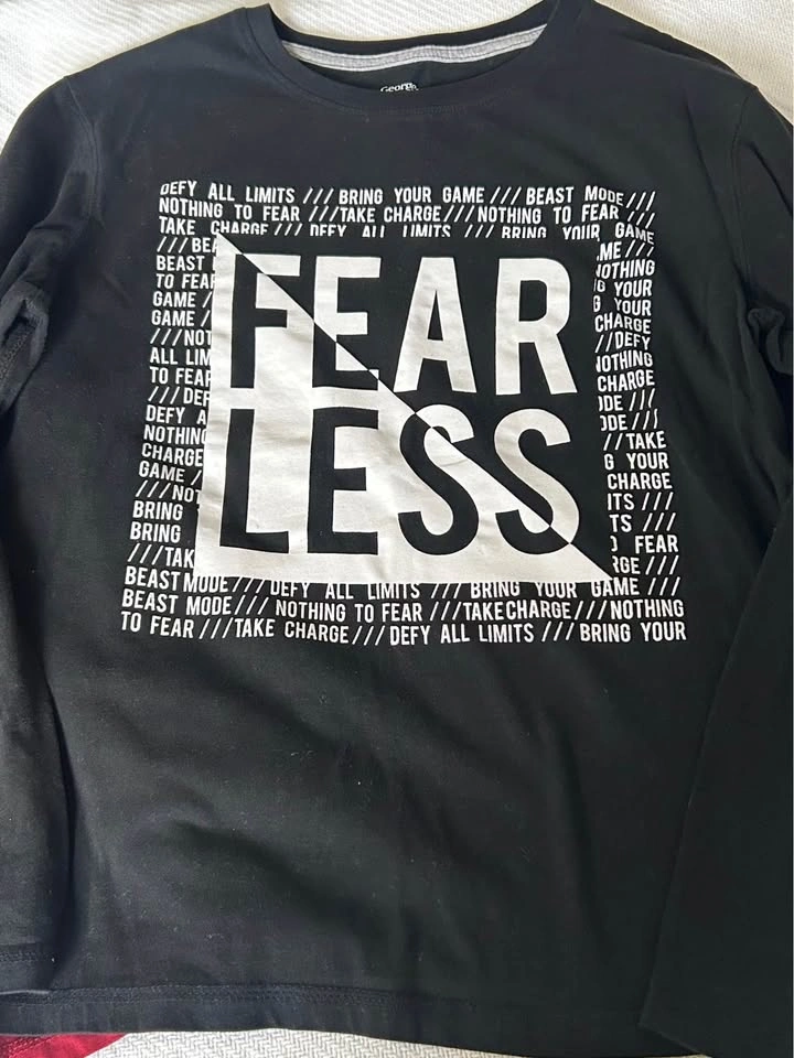 2 Boys Long Sleeve Shirts - Red 'Nothing Done' & Black 'Fear Les - photo 3