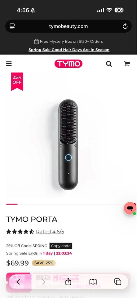 TYMO Portable Cordless Hair Straightener