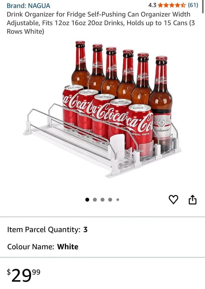 Self-Pushing Fridge Can Organizer