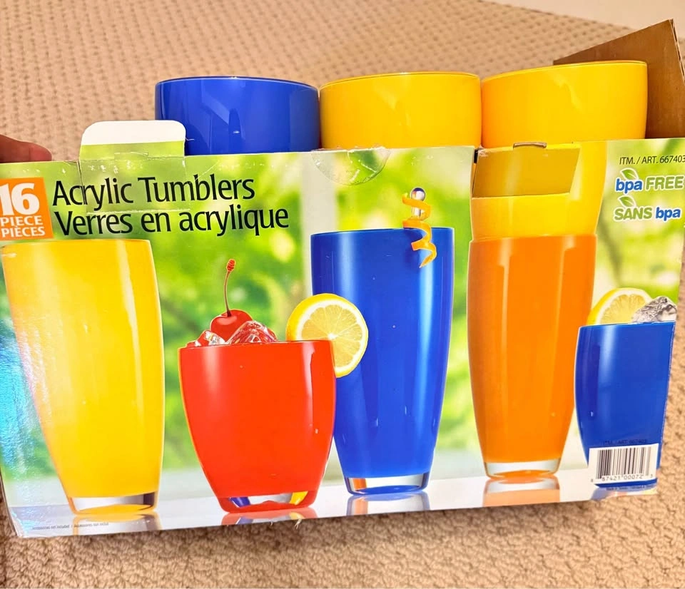 Brand New 16-Piece Acrylic Tumbler Set (BPA-Free)