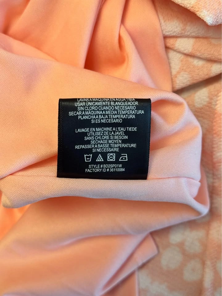 BCBG Paris Peach & White Spotted Ruffle Dress - Size Large - photo 4