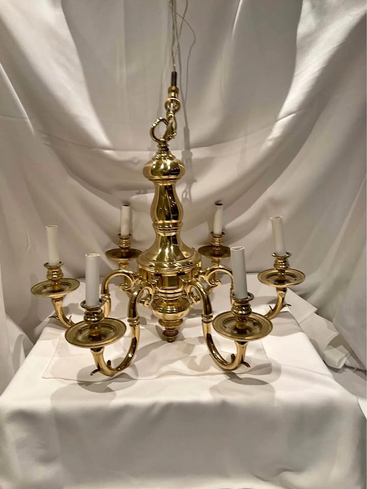 Brass Chandelier Vintage 6 Arm