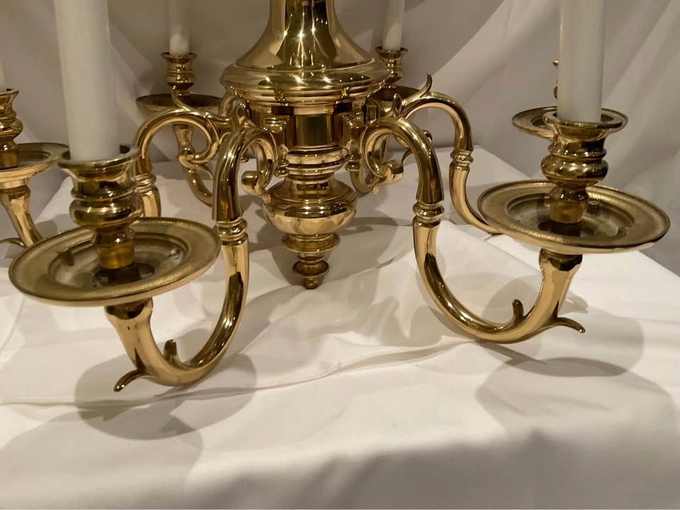 Brass Chandelier Vintage 6 Arm - photo 2