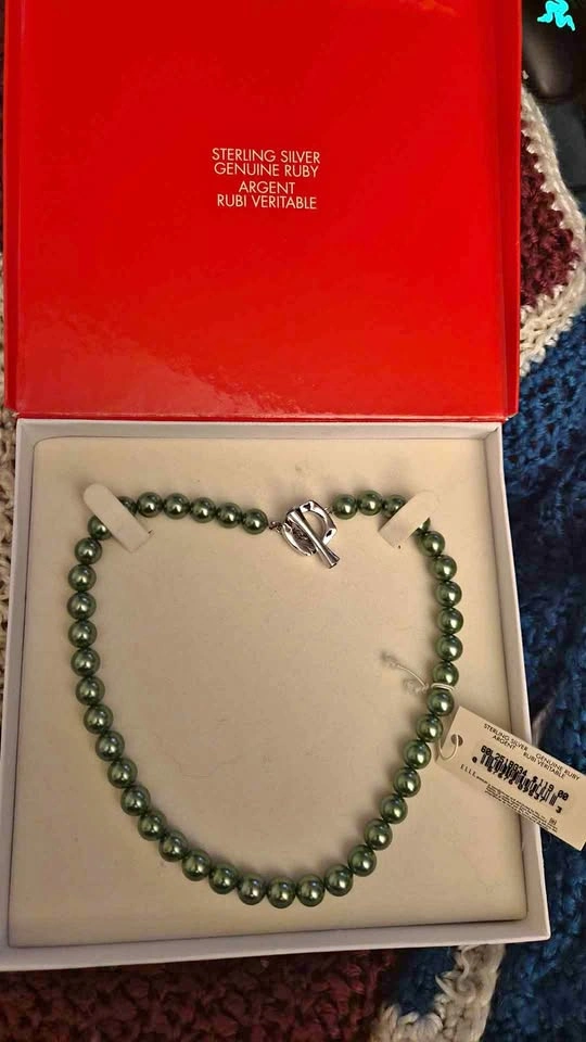 Elle Sterling Silver Genuine Ruby Necklace