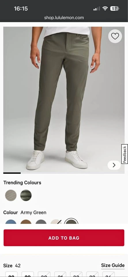 Lululemon ABC Green Pants Size 29