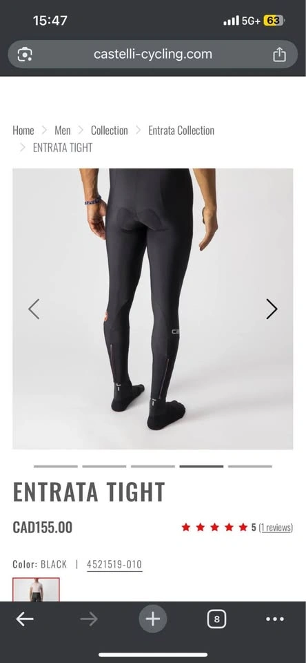 Castelli Entrata Bike Tight: Men’s Medium - photo 2