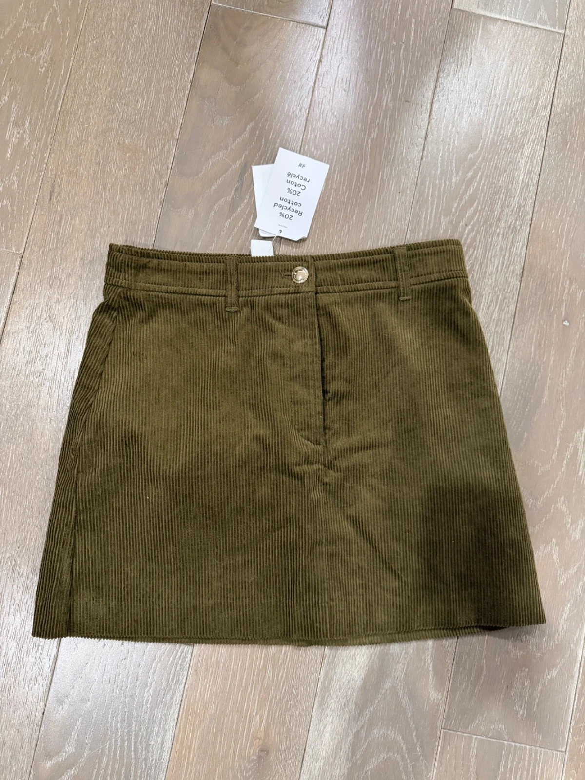 H&M Mini Skirt Size S - Kaki Green Cotton A-Line