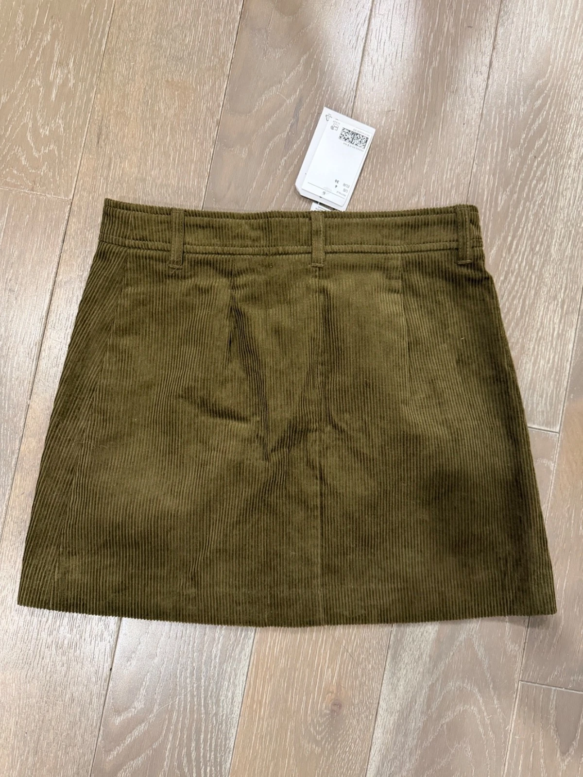 H&M Mini Skirt Size S - Kaki Green Cotton A-Line - photo 2