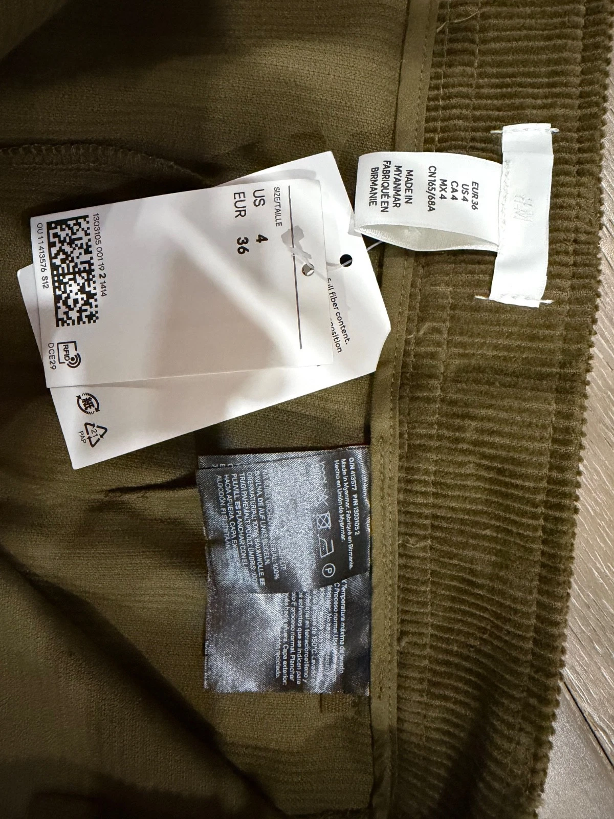 H&M Mini Skirt Size S - Kaki Green Cotton A-Line - photo 3