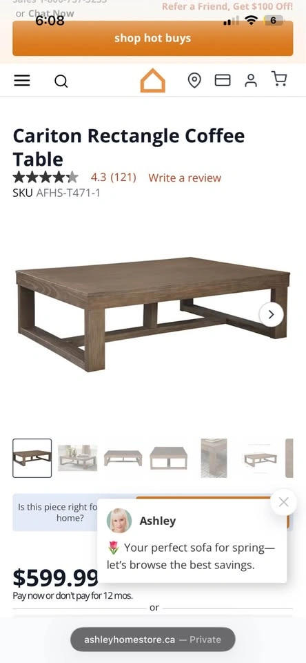 Large Coffee Table – Ashley Furniture (Cariton) – Like New - photo 5
