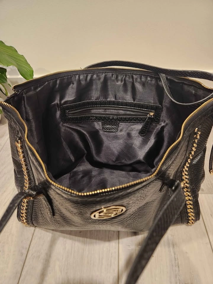 Large BEBE Handbag - Black Faux Leather Tote - photo 2