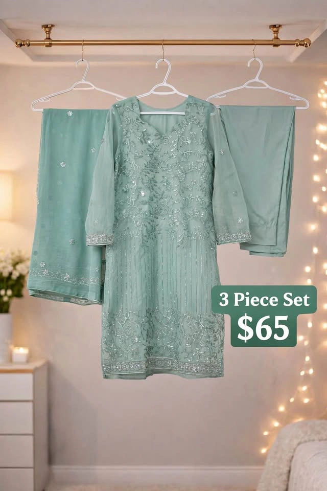 3 piece chiffon suit