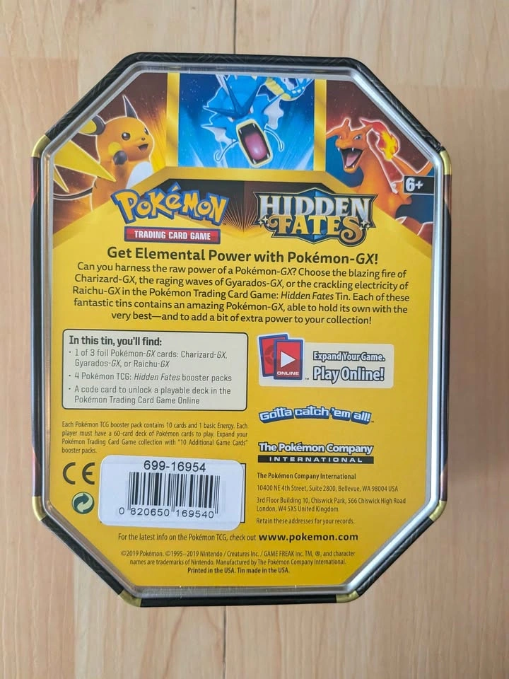 Empty Raichu Pokemon Trading Card Game Hidden Fates Tin - photo 2