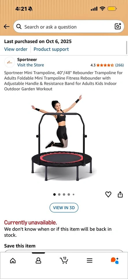 Sportneer Mini Trampoline 40 inch Rebounder w/ Handle
