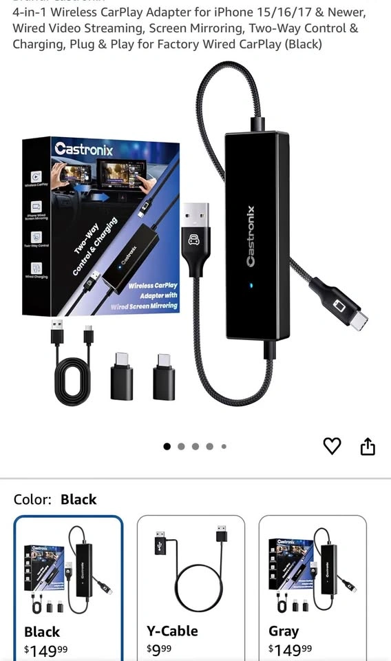 (New) Wireless CarPlay Adapter with Wired Screen Mirroring