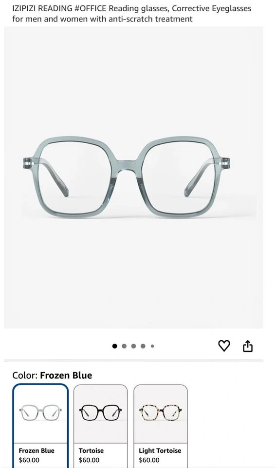New +1 Magnification IZIPIZI Reading Glasses (Frozen Blue)