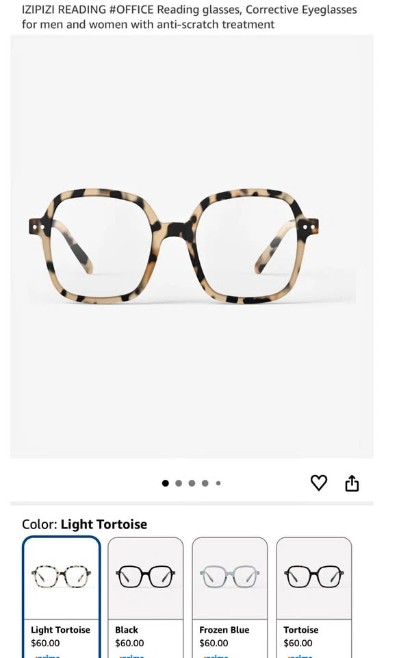 (New) +2 Magnification IZIPIZI Reading Glasses (Light Tortoise)