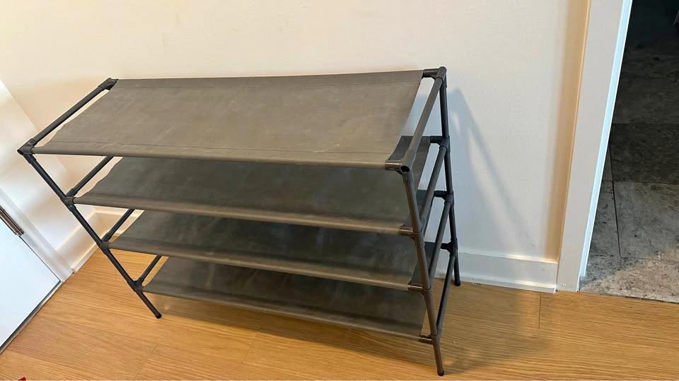 2 x 3-Tier Gray Fabric Shelf Shoe Racks