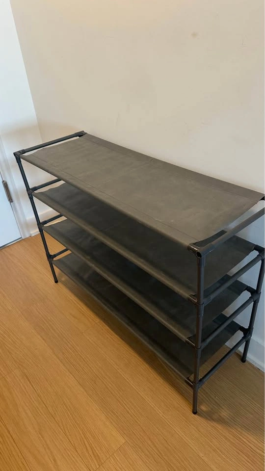 2 x 3-Tier Gray Fabric Shelf Shoe Racks - photo 2