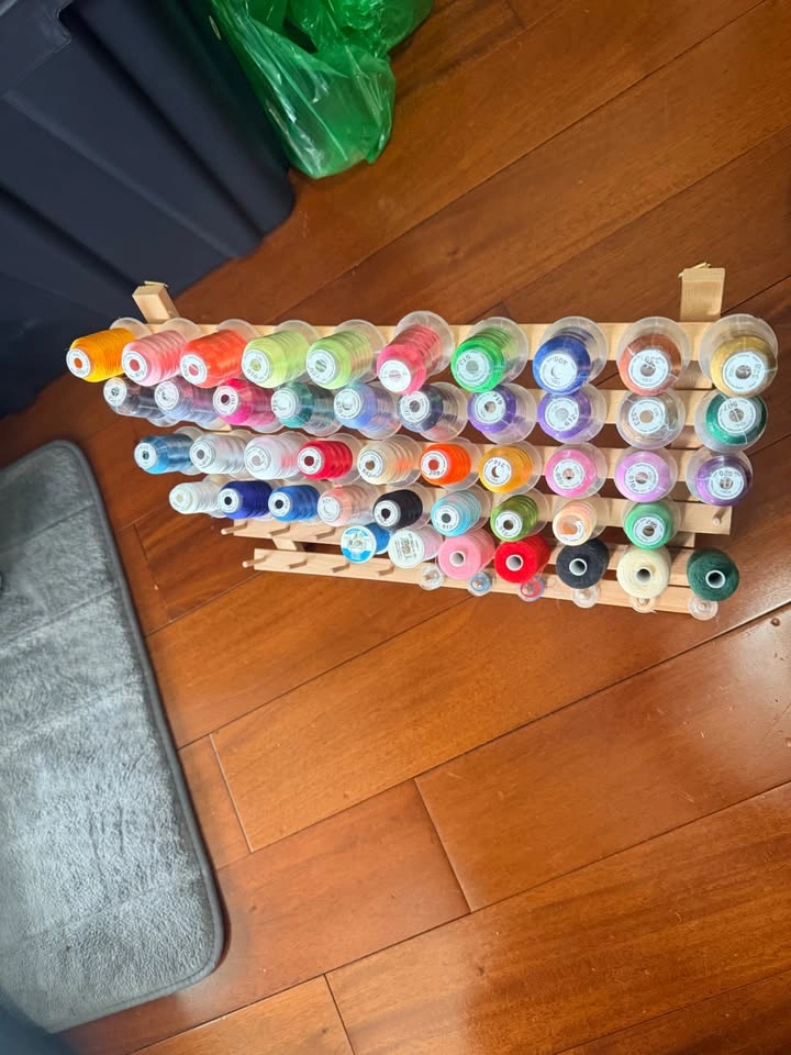Embroidery Thread Set + Wood Rack + Bobbins Bundle – $30 pickup - photo 3