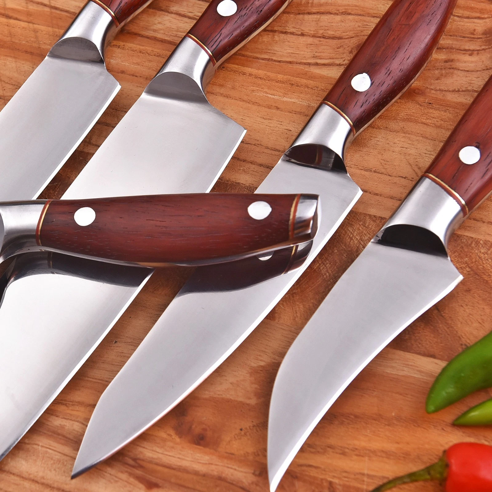 SHARD Handmade J2 Steel Chef Knife Set - 5 Pc Rosewood Handle - photo 3