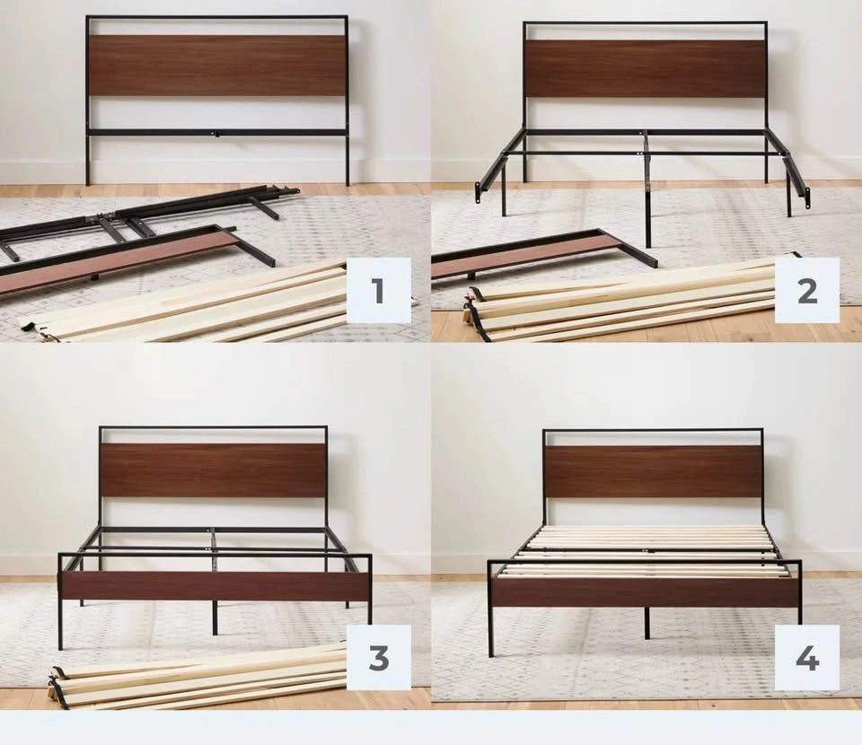 Wood Black Metal King Bed Frame - photo 2