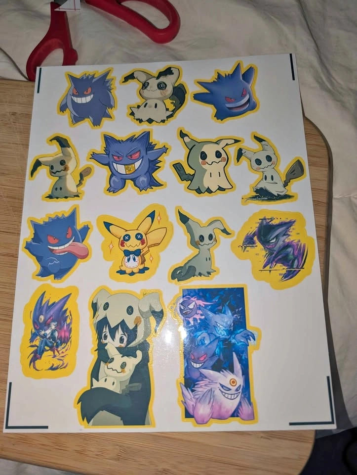 Gengar & Mimikyu Decal Sheet - 14 Ghost-Type Vinyl Stickers