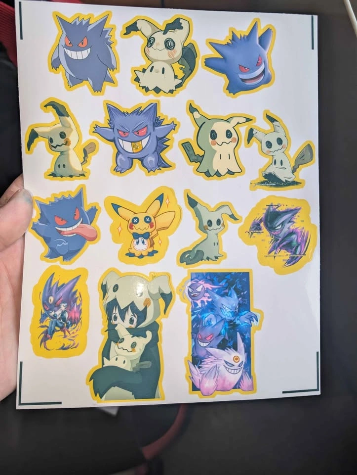 Gengar & Mimikyu Decal Sheet - 14 Ghost-Type Vinyl Stickers - photo 2