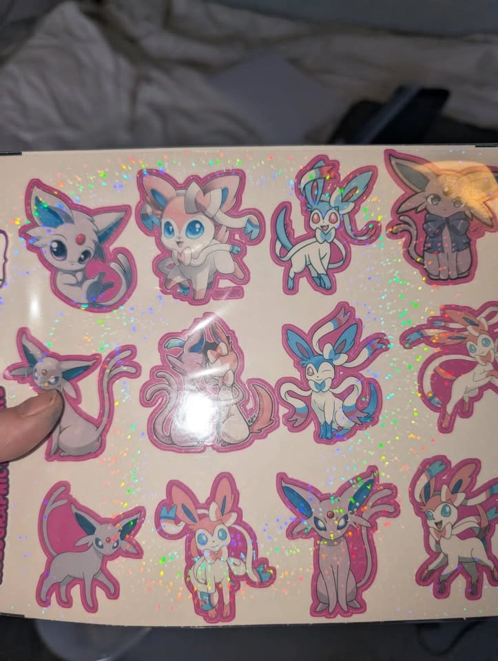 Espeon & Sylveon Decal Sheet - 12 waterproof Vinyl Stickers - photo 2