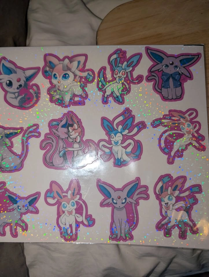 Espeon & Sylveon Decal Sheet - 12 waterproof Vinyl Stickers - photo 3