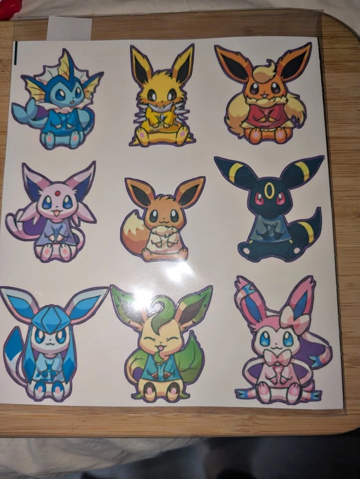 Eeveelution Chibi Decal Sheet - Full Set 9 Vinyl Stickers