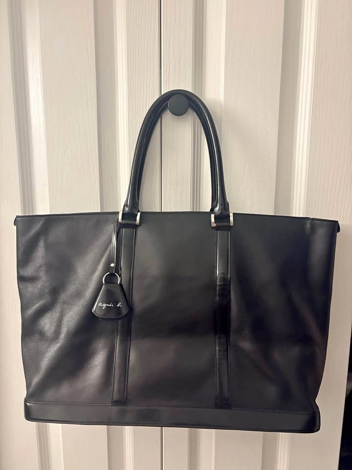 Agnès b. Voyage Black Genuine Leather Tote Bag