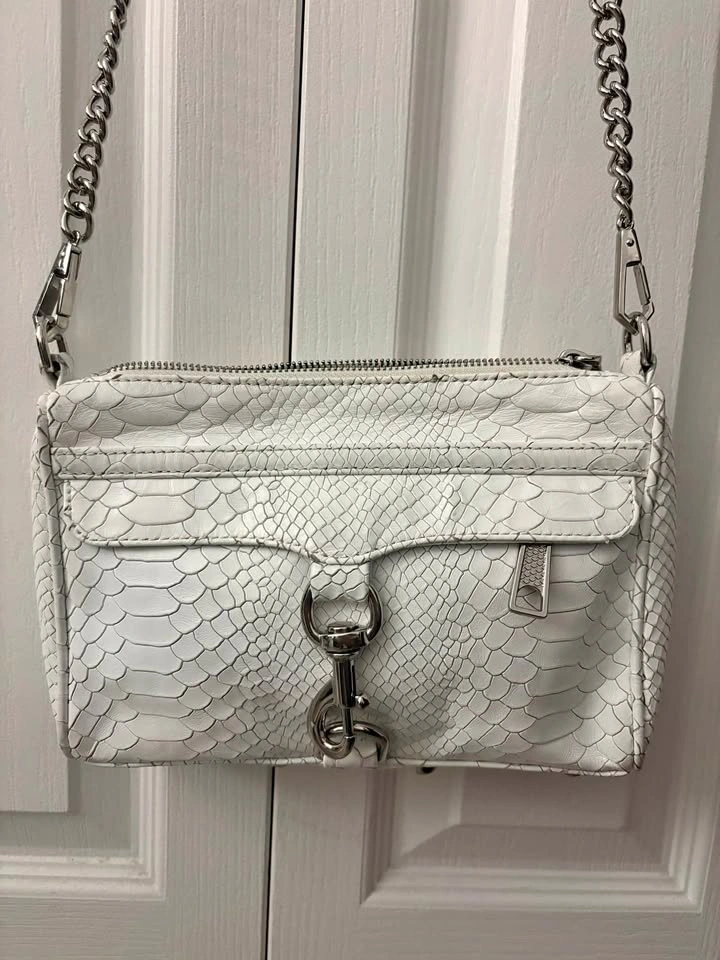Rebecca Minkoff White Snake Embossed Mini MAC Crossbody