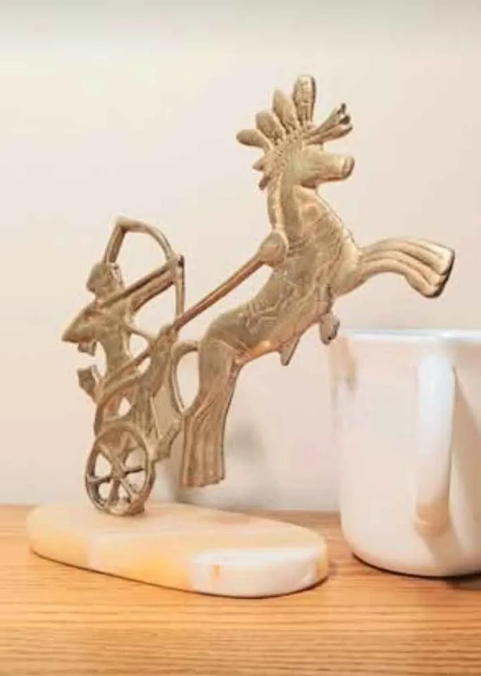 King Ramsis Hand Crafted Brass & Marble Base Statuette image indicator(2)