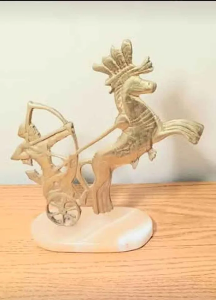 King Ramsis Hand Crafted Brass & Marble Base Statuette image indicator(3)