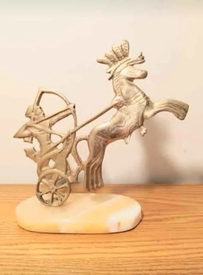 King Ramsis Hand Crafted Brass & Marble Base Statuette image indicator(5)