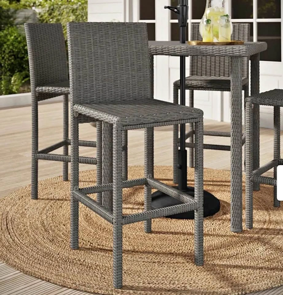 Martha Stewart Outdoor Wicker Bar Stools Gray Set of 2 NO TABLE