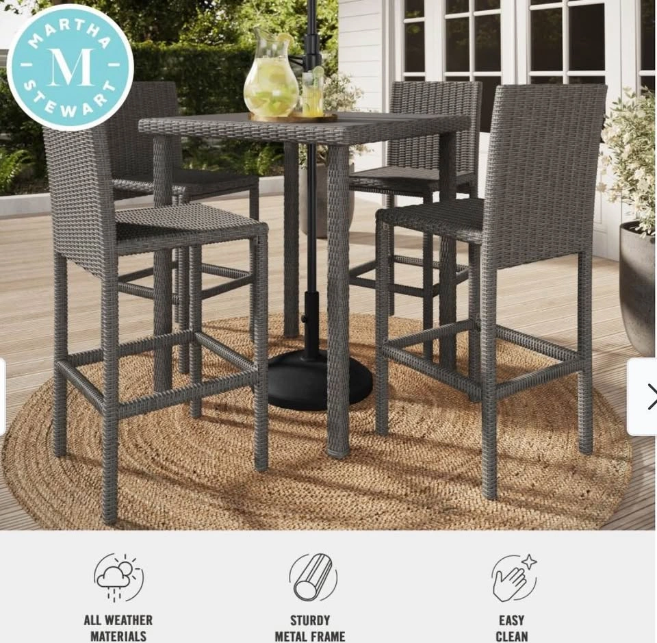 Martha Stewart Outdoor Wicker Bar Stools Gray Set of 2 NO TABLE - photo 3