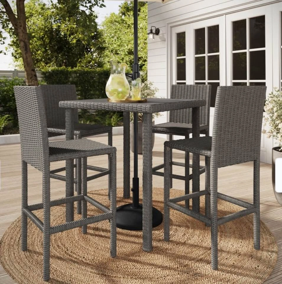 Martha Stewart Outdoor Wicker Bar Stools Gray Set of 2 NO TABLE - photo 4