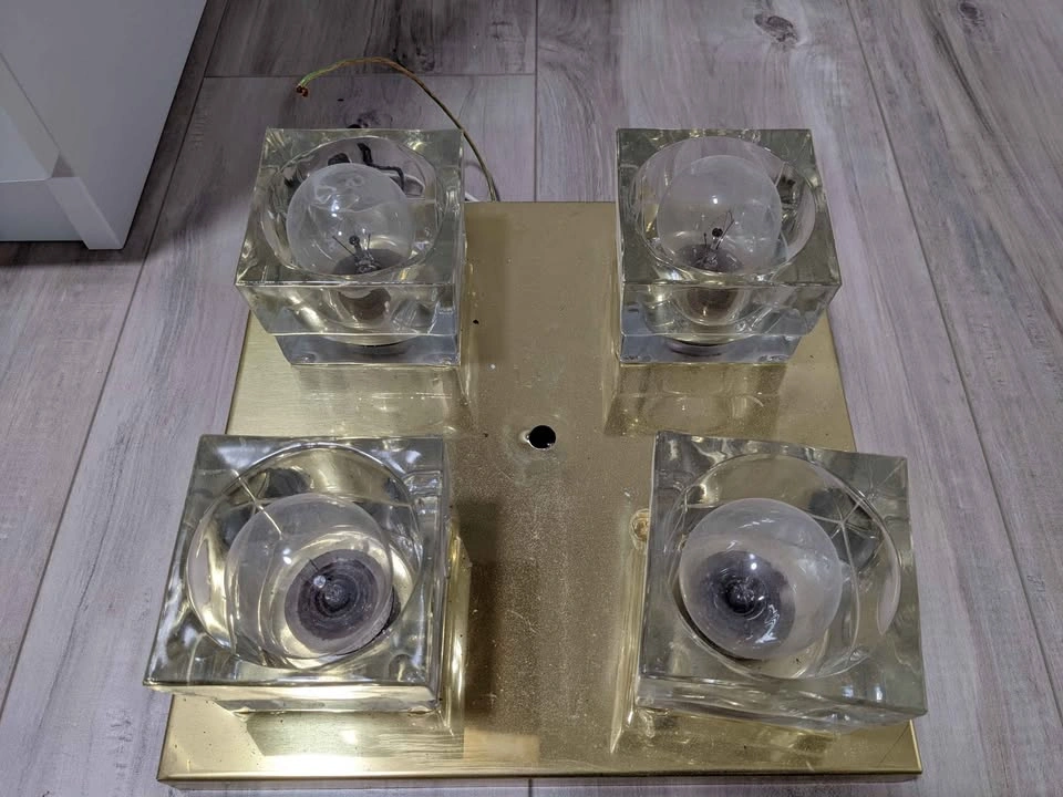Set of 3 Vintage Brass Ceiling Lamp Light Fixture - photo 3